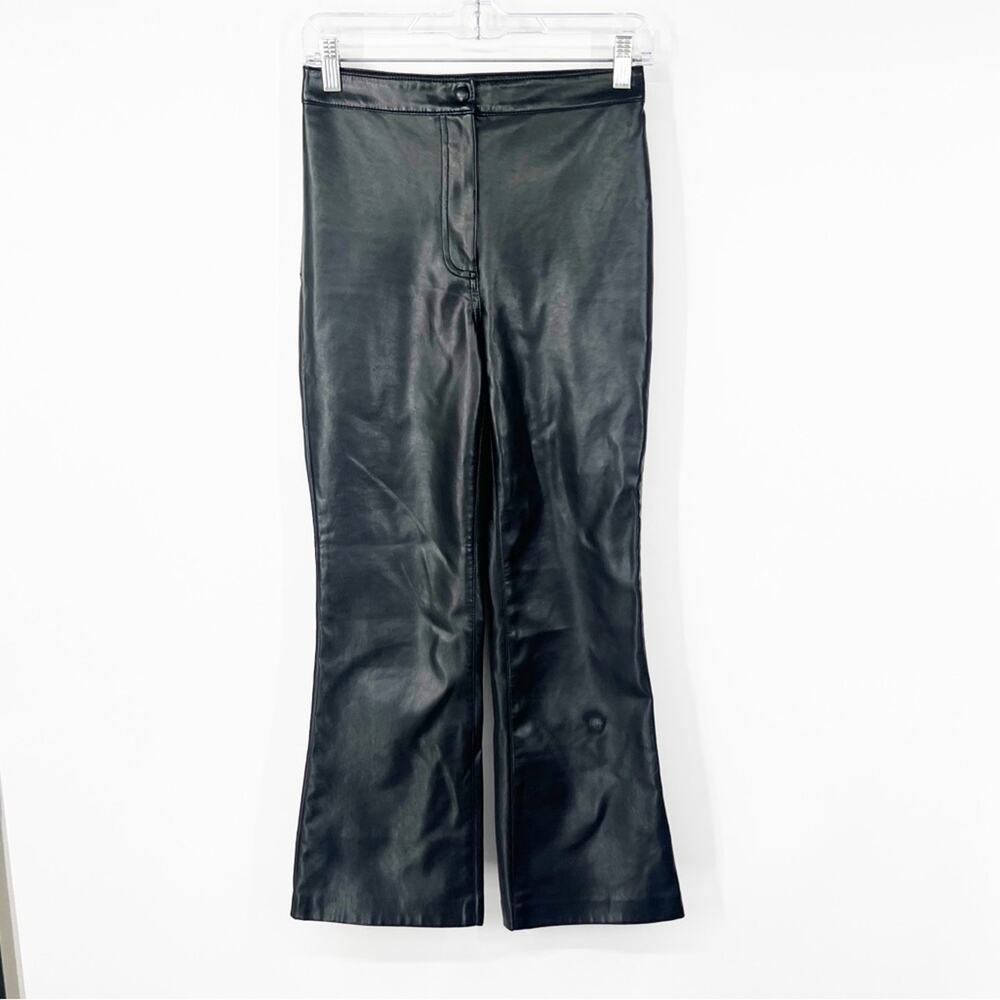 Wilfred Aritzia Black Faux Leather Kick Flare Pants